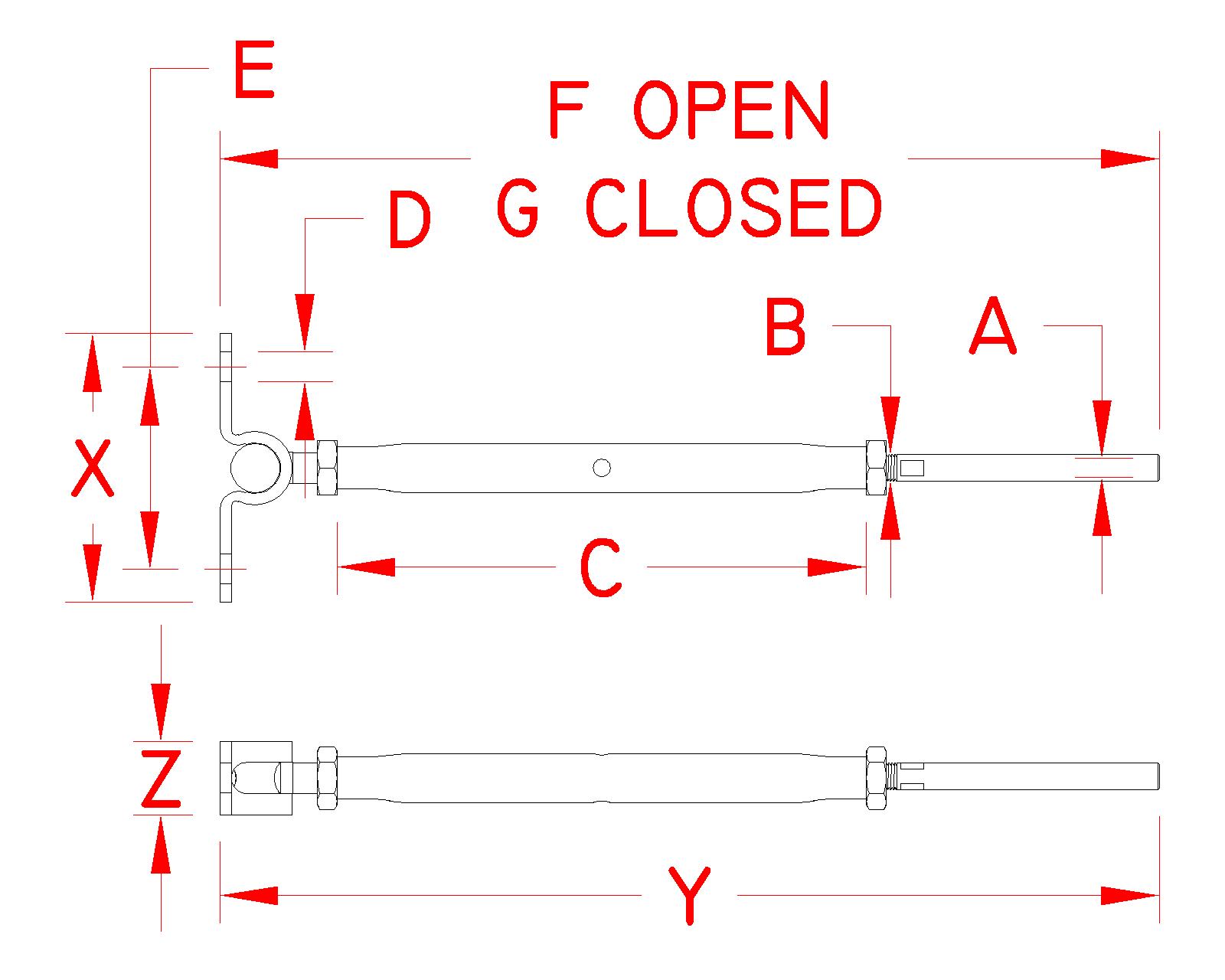 Stainless Steel Wall Mount & Swage Stud - Closed Body, UNF Thread, S0784-0703, S0784-0704, S0784-0705, Line Drawing